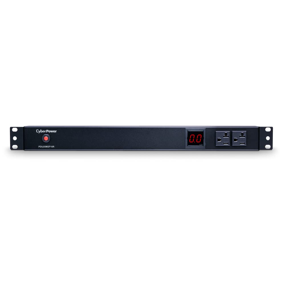 CyberPower PDU20M2F10R Metered PDU, 100-125V/20A (Derated to 16A), 12 Outlets, 1U Rackmount, 15 Foot Power Cord