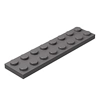 Classic Grey Plates Bulk, Dark Gray Plate 2x8, Building Plates Flat 100 Piece, Compatible with Lego Parts and Pieces: 2x8 Gray Plates(Color: Dark Gray)