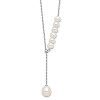 925 Sterling Silver Rhodium Plated 4.5 8.5mm Fwc Pearl With 1.75inch Extension Necklace 15.5 Inch Jewelry for Women