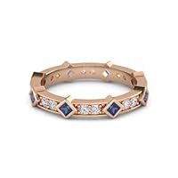 Sterling Silver 925 Princess-Cut Square 2.00mm Eternity Band With 14KT Rose Gold Plated | Ring For Women & Girls | Beautiful Design Ring For Anniversary, Wedding And Engagement Collection.