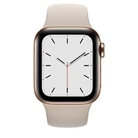 Apple Watch Series 5 (GPS + Cellular, 40MM) Gold Stainless Steel Case with Stone Sport Band (Renewed)