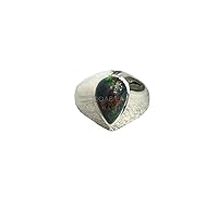 AAA Black Opal Mans Ring, Natural Black Opal Ring, October Birthstone, Designer Heavy Mens Ring, 925 Sterling Silver, Handmade Turkish Jewelry, Ottoman Arabic Ring, Christmas, Wedding, Biker Unisex Ring, Q-1352