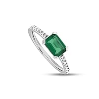 925 Sterling Silver Natural Emerald Birthstone Jewelry Gemstone Silver Women Ring