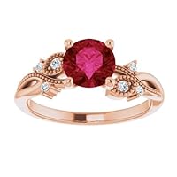 Branch 1 CT Ruby Engagement Ring 14k Rose Gold, Twig Leaf Genuine Ruby Ring, Branch Red Ruby Diamond Ring, Ruby Woodland Ring, July Birthstone