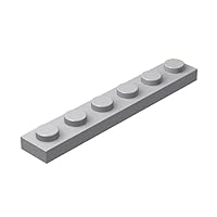 Classic Building Bulk 1x6 Plate, Light Grey Plates 1x6, 100 Piece, Compatible with Lego Parts and Pieces 3666(Color:Light Grey)