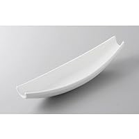 Appetizer Plate, White Glaze Boat Type Appetizer Plate, 9.1 x 2.4 x 1.8 inches (23.2 x 6.2 x 4.5 cm), Restaurant, Inn, Japanese Tableware, Restaurant, Commercial Use
