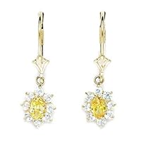 14k Yellow Gold November Yellow 4x5mm CZ Flower Leverback Earrings Measures 27x8mm Jewelry for Women