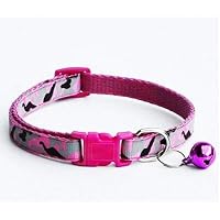 Delicate Safety Casual Nylon Dog Collar Neck Strap Fashion Adjustable Camo Bell Pet Dog Collar (Rose Red)