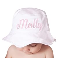 Melondipity Personalized White Bucket Sun Hat for Baby and Toddler Girls