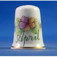 Porcelain China Thimble - Flower of the Month - April