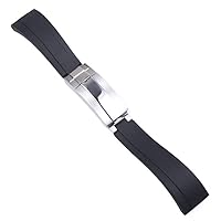 20 Rubber Watchband for Role X Submainer Explorer GMT Date Silicone Watch Strap Tape Deployment Clasp (Color : Black, Size : 20mm)