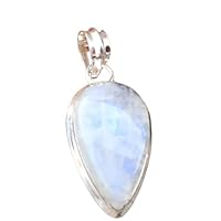 Natural Rainbow Moonstone Pear Pendant 925 Sterling Silver June Birthday Gift jewelry