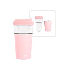 asobu Clear Insulation Vista Tritan Tumbler for Iced Coffee and Ice Tea with Removable Insulated Stainless Steel Sleeve, Familer Feel Open Spout, 20 Ounces (Pink)