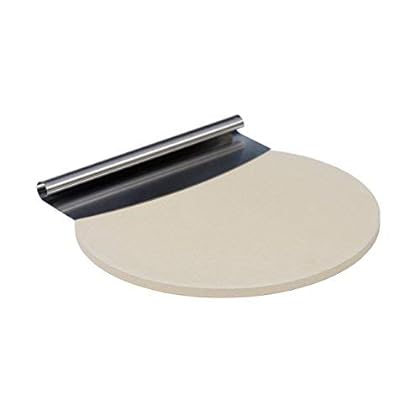 Mächtig Extra Thick Best Pizza Set for Oven or Grill Certified Food Safe. Thermal Shock Resistant. 15’’ Circular Stone Comes with Free Gourmet Stainless