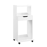 Microwave Kitchen Cart, White Finish Mobile Kitchen Cart for Home and Office Kitchen