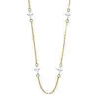 14k Yellow Gold and White Gold CZ Cubic Zirconia Simulated Diamond Religious Faith Cross Necklace Jewelry for Women