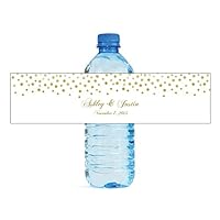 100 Gold Confetti On White Background Wedding Anniversary Engagement Party Water Bottle Labels Bridal Shower Birthday