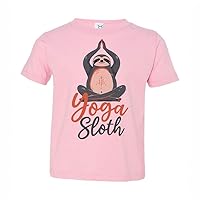 Baffle Funny Toddler Shirt, Yoga Sloth, 80's, Funny Yoga, Animal, Retro, Unisex, Toddler Tee, Youth, Short Sleeve T-Shirt (3T, Pink)