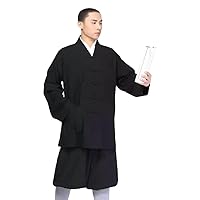 ZooBoo Men's Cotton Monk Uniforms - Meditation Gown Suit Kungfu Clothes Martial Arts Clothing Arhat Suits