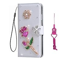Galaxy A32 5G Case, Bling Leather Filo Slots Wallet Flip Protective Phone case & Neck Strap [Kickstand] [Card Slots] [Magnetic Closure] for Samsung Galaxy A32 5G Phone case (Rose)