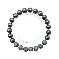 Genuine Black Tourmaline & Black Lava Bracelet, Elastic Strachble Bracelet, 7 Inch Long, Round Beads 8mm Bracelet For Unisex code-JG134