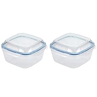 LocknLock Easy Essentials Food Storage Salad Bowl Container with Tray, 54-Ounce - Clear (Pack of 2)
