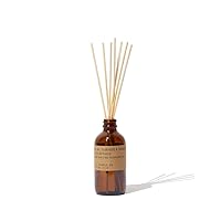 Teakwood & Tobacco Classic Scented Rattan Reed Diffuser (3.5 fl oz) Amber Glass Jar, Fine Fragrance Oil, Low Maintenance Scent Throw