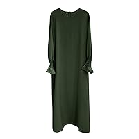 IMEKIS Women Muslim Abayas Modest Solid Prayer Dress Robe Islamic Dubai Middle East Dubai Turkey Kaftan Outfit Formal Clothes