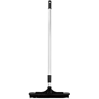 ForPro Professional Collection Extendable Salon Broom, Non-Scratch Rubber Bristles, Aluminum Handle Adjustable to 51.5”, Ideal for Pet Hair, Lint, Dust, Dirt, Black