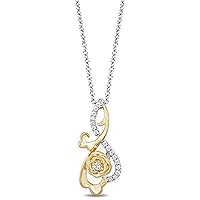 Round Cut Cubic Zirconia Beauty Floral Pendant For Womens & Girls 14k Two Tone Gold Plated 925 Sterling Silver.