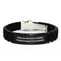 Fancy Chess Black Glidelock Clasp Bracelet, Chess is not Just a Hobby. It's My, Present for Men Women, Useful Gifts from Friends, Personalized Chess Bracelet, Chess Player Gift, Chess Lover Gift,