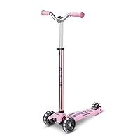 Micro Kickboard - Maxi Deluxe Pro LED Kick Scooter - Smooth-Gliding, 3-Wheeled, Light-Up Wheels, Lean-to-Steer Design with Fat, Stable Wheels and Chopper-Style Handlebars for Ages 5-12