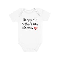 Tstars Happy 1st Mothers Day Mommy Baby Boy Girl Outfit Gift for New Mom Keep Calm It's Mommy's First Mother's Day Newborn Infant Bodysuit