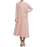 Mother of The Bride Dresses with Jacket Lace 2 Pieces Wedding Guest Dresses for Women Chiffon Long Mother of The Bride Dress