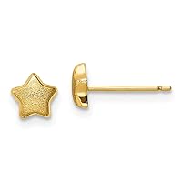 14k Gold Satin and Polished Star Post Earrings Measures 5.75x5.5mm Wide Jewelry for Women