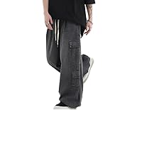 Baggy Jeans for Women Mens Grunge Wide Leg Cargo Jeans Y2K Emo Pants Parachute Streetwear Vintage Drawstring Pants