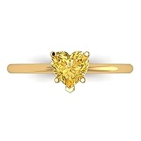 Clara Pucci 0.9ct Heart Cut Solitaire Natural Yellow Citrine 5-Prong Proposal Wedding Bridal Designer Anniversary Ring 14k Yellow Gold
