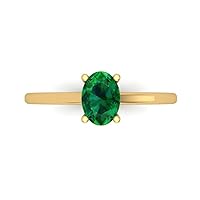Clara Pucci 1.0 ct Oval Cut Solitaire Simulated Emerald Engagement Wedding Bridal Promise Anniversary Ring 18K Yellow Gold