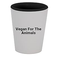 Vegan For The Animals - 1.5oz Ceramic White Outer and Black Inside Shot Glass