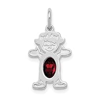 14k White Gold Girl 6x4 Oval Shape Genuine Garnet-January Charm Pendant Fine Jewelry For Women Gifts For Her