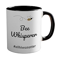 Beekeeper 2Tone Black Mug 11oz - Bee Whisperer A - Honeybee Beehive Organic Nature Beekeeping Honeycomb Honey Server Farmer