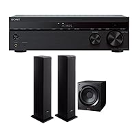 Sony STR-DH790 4K 7.2-Channel Home Theater AV Receiver with SSCS3 3-Way Floorstanding Speakers (Pair, Black) and SACS9 10-Inch Active Subwoofer (Black) Bundle (4 Items)