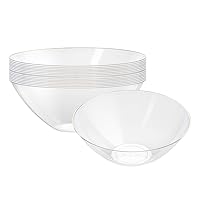 Restaurantware Moderna 6 Ounce Plastic Bowls 20 Durable Disposable Salad Bowls - Gold-Rimmed Heavy-Duty Clear Plastic Fancy Bowls For Warm And Cold Foods Ideal For Restaurants