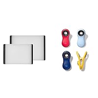 OXO Good Grips 2-Piece Plastic Cutting Board Set (Pack of 1),Clear & Good Grips Collection Bag Clip, 4 Piece All-Purpose Set, Red/Orange/Green/Blue