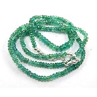 LKBEADS Natural Untreated Micro Faceted Emerald Bead Necklace 20.5'' 3-5 mm Code-HIGH-47900