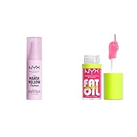 NYX PROFESSIONAL MAKEUP Vegan Face Primer and Lip Gloss Bundle - Marshmellow Smoothing Primer and Missed Call Fat Oil Lip Drip