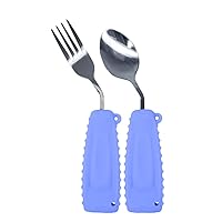 Adaptive Spoon & Fork Easy to Hold for Independent Eating, Weighted Utensils for Hand Tremors