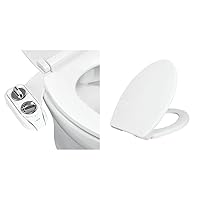 LUXE Bidet NEO 185 Plus Bidet Attachment and LUXE Bidet Luxe TS1008E Elongated Toilet Seat (White)