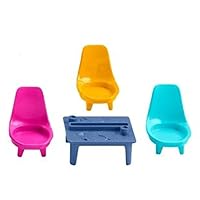 Replacement Parts for Fisher-Price Little People Friends Together Play House Playset - HBY89 ~ Replacement Table and 3 Chairs ~ Pink, Orange and Blue