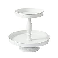 2 Tier Tray, White Cupcake Stand Easter Tiered Tray Decor Stands Metal Round Tiered Serving Tray Dessert Dispaly Cupcake Tower for Birthday Wedding Graduation Cememory Party